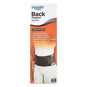 Equate Adjustable Copper Infused Back Support Brace w/ Extender $6.60