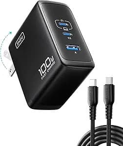 INIU 3-Port Up to 100W USB-C GaN Wall Charger w/ Folding Plug $16