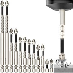 12-Piece HJKLIUT Magnetic Phillips Impact Driver Bit Set (25-150mm) $7.70