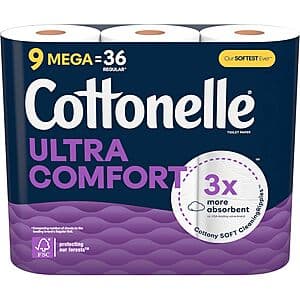 9-Count 2-Ply Cottonelle Toilet Paper Family Mega Rolls (Ultra Comfort) $5.50 w/ Subscribe & Save