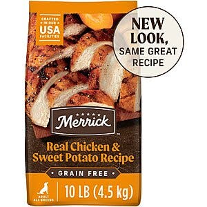 Merrick Dry Dog & Cat Food: 30lbs GF Premium Dog Kibble Chicken & Sweet Potato $42.29, 12lbs Purrfect Bistro Cat food $20.01 + Free Delivery