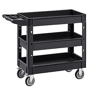 3-Shelf SucceBuy/Vevor Utility Service Cart w/ 360° Swivel Wheels $44 + Free S&H