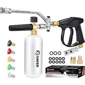 Prime: Saker Foam Cannon Dual-Function Pressure Washer Kit w/ Spray Gun $29.50 + Free S&H
