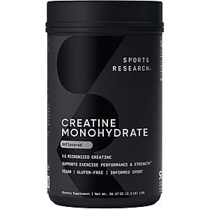 2.2-lbs Sports Research Creatine Monohydrate (Unflavored, 200 Servings) $27.05 w/ Subscribe & Save