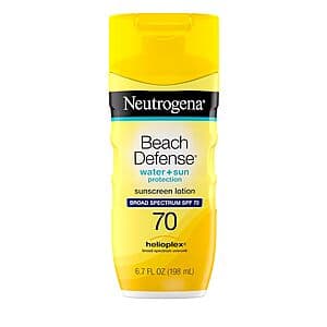 6.7-Oz Neutrogena Beach Defense SPF 70 Sunscreen Lotion $2.75 w/ Subscribe & Save