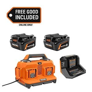 RIDGID 18V MAX Output Starter Kit w/ 2x 4.0 Ah Batts & Charger + 18V 6-Port Charger $117 & More + Free S&H