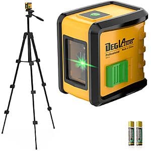 DEGLASERS Self Leveling Green Cross Line Laser Level w/ Tripod $20 + Free S&H