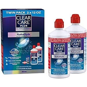 2-Pk 12-Oz Clear Care Plus Cleaning Solution w/ 3% Hydrogen Peroxide & Lens Case $8.60 w/ Subscribe & Save