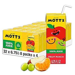 32-Ct 6.75-Oz Mott's 100 Percent Fruit Punch Juice $9.60 w/ S&S