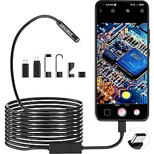 16.5' Pancellent 1920x1440 USB-C Snake Inspection Borescope Camera $12.35