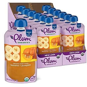 Select Accts: 12pk 4oz Plum Organics Stage 2 Organic Baby Food (Banana and Pumpkin) $8.15 w/ Subscribe & Save