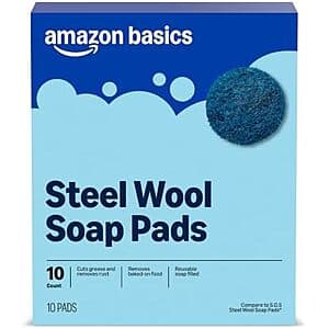 10-Ct Amazon Basics Steel Wool Soap Pads $1.70