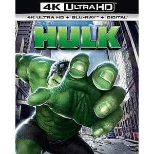 4K UHD Blu-ray case for Hulk (2003) featuring Eric Bana as the green-skinned superhero.