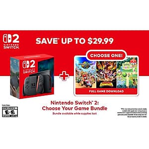 Nintendo Switch 2: Choose Your Game Bundle $500 + Free S&H