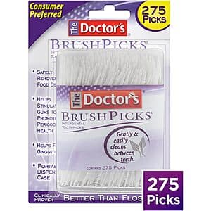 Select Accts: 275-Ct The Doctor's BrushPicks Interdental Toothpicks $3.15 w/ S&S