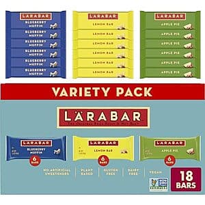 18-Ct 1.6-Oz Larabar Bars Variety Pack (Blueberry Muffin, Lemon Bar, Apple Pie) 2 for $19.70 w/ Subscribe & Save + Free S/H
