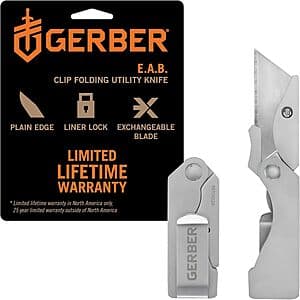 Gerber Gear EAB Original Clip Folding Stainless Steel Utility Knife $9