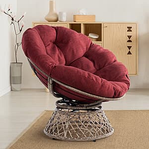 37.4" Bayou Breeze Ariyelle Swivel Papasan Accent Chair (White, Red) $89.10 + Free S&H