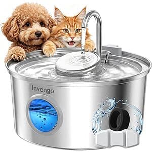 3.2L Invengo Stainless Steel Faucet-Style Pet Water Fountain $18