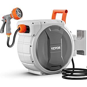 Vevor Retractable Wall Mounted Garden Hose Reel w/ 9 Patterns Nozzle (84'x1/2") $53.40 + Free S&H
