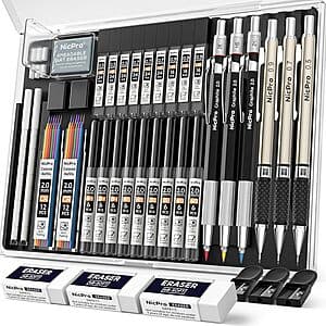 35-Piece Nicpro Mechanical Art Drafting Pencils w/ Writing Accessories (Black) $11.35 w/ Subscribe & Save