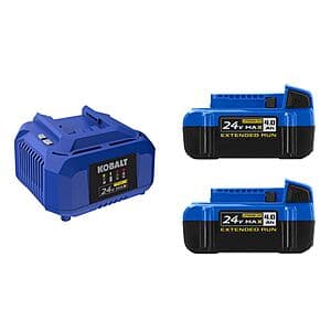 Kobalt 2-pk 24V 4Ah Battery & Charger Starter Kit + Bonus Tool $99 + Free S&H