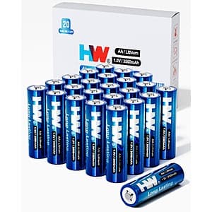 24-Pk HW 3500mAh 1.5V AA Lithium Batteries $15 w/ S&S