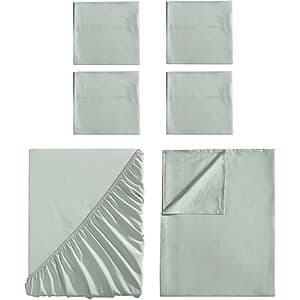 6-Piece Tahari Home Microfiber Queen Bed Sheet Set w/ Pillowcases (Solid Desert Sage) $18.80