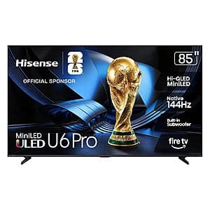 85" Hisense 85U6SF Pro 4K 144Hz Mini‑LED ULED Fire TV $1100 + Free S&H