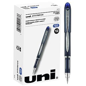 12-Pack 0.7mm uniball Jetstream Ballpoint Pen (Blue) $10.85