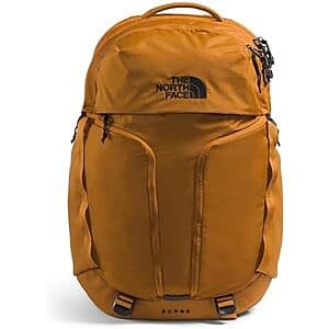 The North Face Surge Commuter Laptop Backpack in black with multiple compartments and straps.