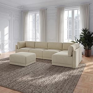 Costco Members: 6-Pc Thomasville Fallon Modular Sectional w/ Ottoman (Cream or Gray) $1000 + Free S&H