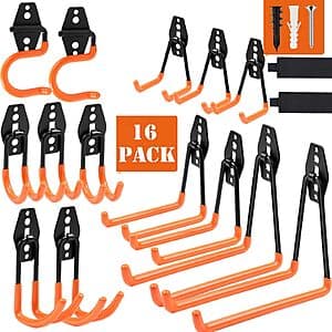 14-Piece Dorisy Wall Mount Garage Organization & Hanger Hooks (Orange) $14.40