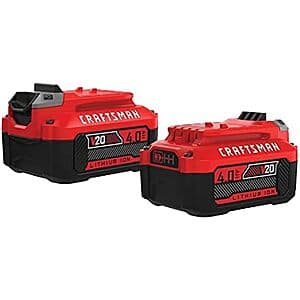 2-Pk CRAFTSMAN V20 4Ah Lithium Ion Power Tool Battery $69 + Free S&H