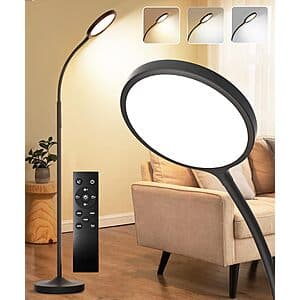 Tenmiro Adjustable Gooseneck Reading LED Floor Lamp w/ Remote $18 + Free S&H