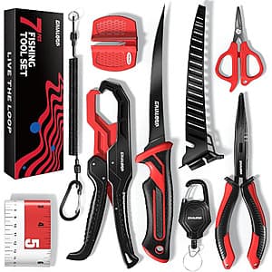 7-Pc Gaialoop Fishing Tools Kit w/ Fillet Knife, Split Ring Pliers, & More $15