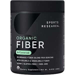Select Accts: 8.47-Oz Sports Research Organic Fiber Powder (Unflavored) $13.45 w/ S&S