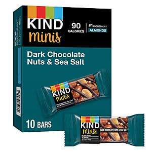 10-Count 0.70-Oz KIND Minis Bars (Dark Chocolate Nuts & Sea Salt) $3.55 w/ Subscribe & Save