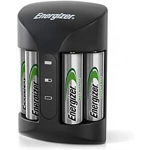 Energizer Recharge Pro AA/AAA Battery Charger w/ 4 NiMh Rechargeable AA Batteries $14