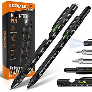 2-Pack KEZKALS 9-in-1 Multitool Pen (Black) $6.60
