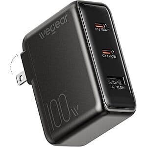 3-Port wegear 100W GaN USB-C Wall Charger w/ Foldable Plug (2x USB-C, 1x USB-A) $20 + Free S&H