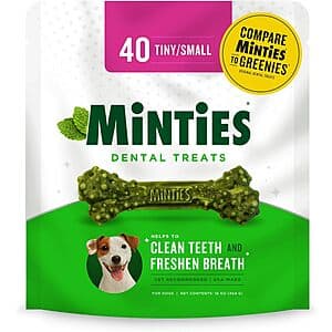 40-ct Minties Dental Chews for Dogs: Medium $11, Small $6.45 & More w/ Subscribe & Save