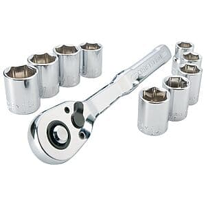 10-Pc Craftsman 3/8" Drive Polished Chrome Mechanics Tool Set (Metric) $15
