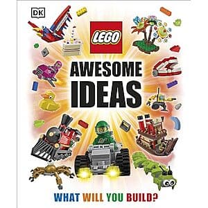 LEGO Awesome Ideas hardcover book with colorful LEGO brick designs on the cover.