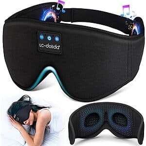 LC-dolida 3D Blackout Sleep Mask w/ Bluetooth Headphones (Black) $12
