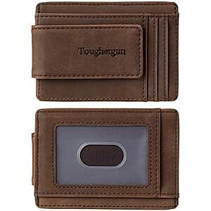 Toughergun Slim RFID Blocking Leather Money Clip Wallet (Coffee or Black) $5