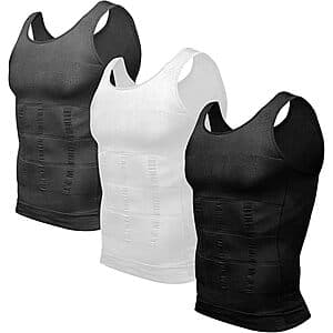 Three-pack of Odoland men's compression tank tops in various colors, displayed together.
