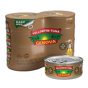 8-Pk 5-Oz Genova Premium Wild Caught Yellowfin Canned Tuna (Olive Oil) $13.70 w/ S&S