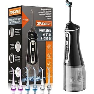 Grinest Rechargeable Cordless Water Dental Flosser w/ U-Shaped Nozzle $9.90