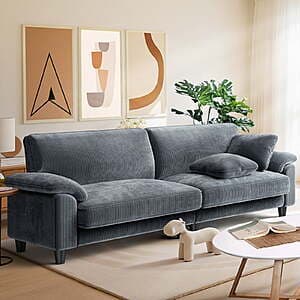 83" Homshade 3-Person Corduroy Sofa/Loveseat (Gray or Green) $210 + Free Shipping